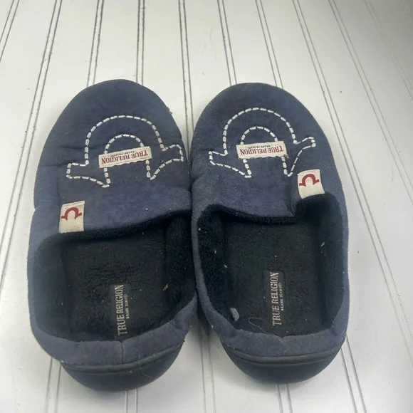 True Religion UNISEX Navy Comfort Slip-On Slippers Size 9-10 - Picture 2 of 10